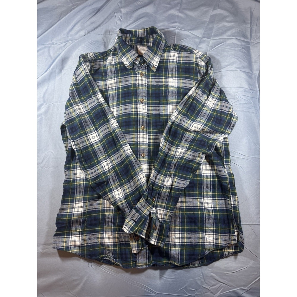 Brooks Brothers Men's Button Up Blue & Green Long Sleeve Flannel Size Large